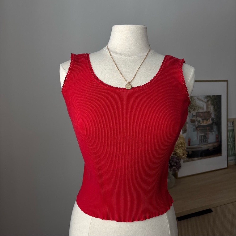 Liz Claiborne Red Ribbed Tank Top - Picture 5 of 5